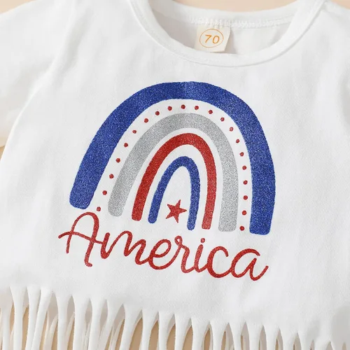 Miniatura 29 de Conjunto de camiseta y pantalones cortos para bebé niña del 4 de julio, camiseta y pantalones cortos para el Día de los Caídos
