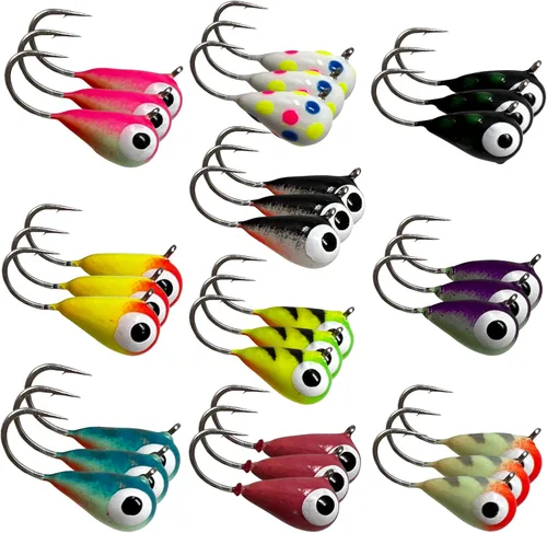 Miniatura 30 de Reaction Tackle Plantillas de pesca en hielo de tungsteno - Plantilla súper sensible en forma de lágrima para panfish, crappie, lucioperca, perca