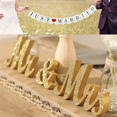 Miniatura 17 de Mr and Mrs Signs - Decoración de mesa de boda, letras independientes de madera para accesorios de fotos, decoración rústica, regalo de fiesta