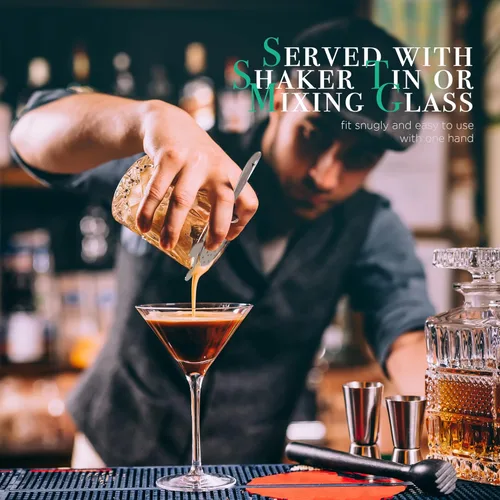 Miniatura 5 de Homestia Hawthorne - Colador de cóctel de acero inoxidable con resorte extraíble de alta densidad para bartending, cocteleras Boston y vasos Colador