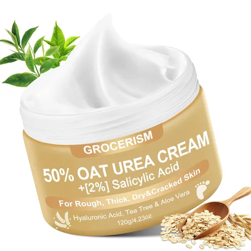 Miniatura 9 de Grocerism Crema de urea 50 por ciento para pies con coco 5.29 onzas Crema para pies y manos de máxima fuerza con 2% de ácido salicílico, árbol