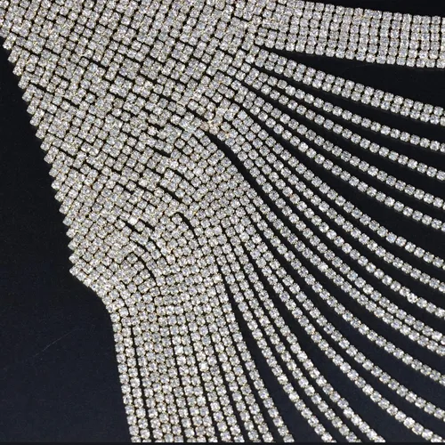 Miniatura 3 de Jerler Apliques de diamantes de imitación dorados, elegantes parches de diamantes de imitación de cristal para coser en vestido de novia, ideal