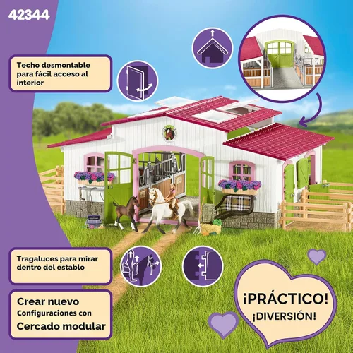 Miniatura 5 de Schleich Horse Club - Juego de juguetes de caballo de centro de equitación de 97 piezas con jinete, 2 caballos, granja y accesorios de figuras