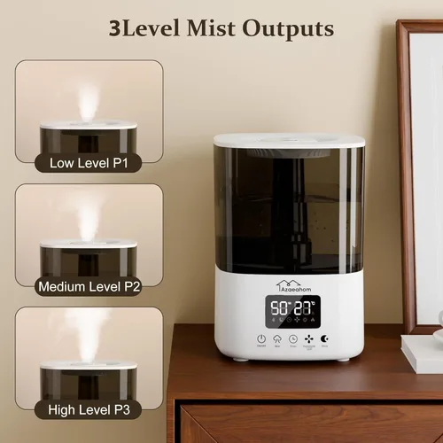 Miniatura 7 de Humidificadores inteligentes para dormitorio, humidificador de aire de niebla fría de 4L de llenado superior para habitación grande, control de Gris