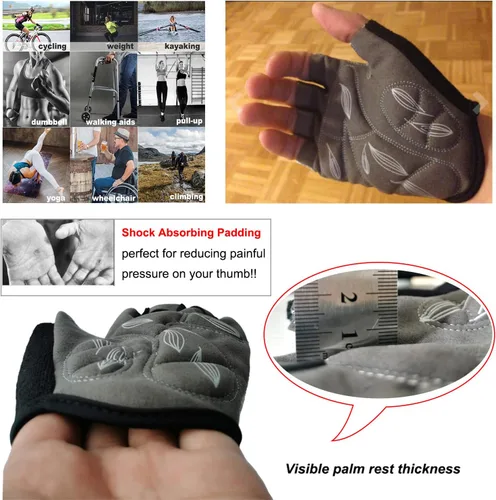 Miniatura 4 de Guantes de ciclismo de montaña, guantes de ciclismo para hombresmujeres, almohadillas de absorción de impactos de 0.197 pulgadas (0.197 in), guantes