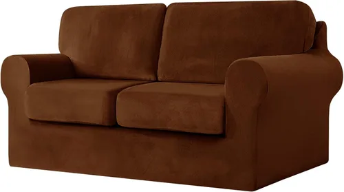 Miniatura 58 de UNBBRRL Fundas de sofá de 3 piezas para sofá, funda de terciopelo elástico para sillón con 1 funda de cojín de asiento y 1 funda de respaldo