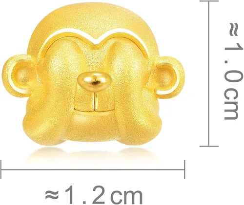 Miniatura 6 de CHOW SANG SANG 999 - Pulsera de oro macizo de 24 quilates con dije de mono sabio See No Evil para mujer 88285C, Metal, no conocido