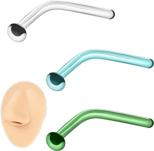 Miniatura 7 de ZS 3 piercings de cristal para la nariz transparentes, 0.63 oz, cartílago curvado, hélice, hélice, nariz, piercing para tabique, joyería