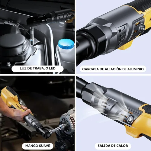 Miniatura 3 de ACROPOW Llave de trinquete inalámbrica de 3/8", compatible con batería DEWALT 20V MAX, motor eléctrico de trinquete sin escobillas de 74 pies-libras