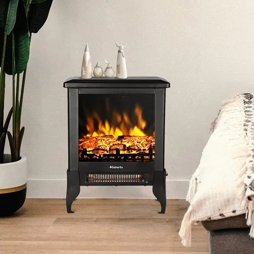 Miniatura 9 de TURBRO Suburbs TS17 - Estufa eléctrica compacta para chimenea, calentador independiente de 18 pulgadas con llama realista, certificado CSA, Negro