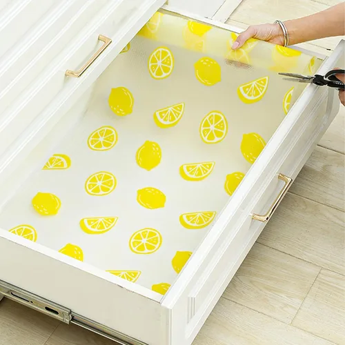 Miniatura 9 de Forro de estante de cereza para armarios de cocina - Forro de cajón no adhesivo, revestimientos de nevera lavables y antideslizantes para estantes