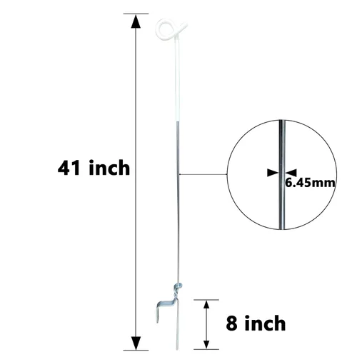 Miniatura 2 de ARIFARO Poste de valla escalonado de 41 pulgadas, color blanco, postes eléctricos de metal resistente para cercado temporal, protección del jardín