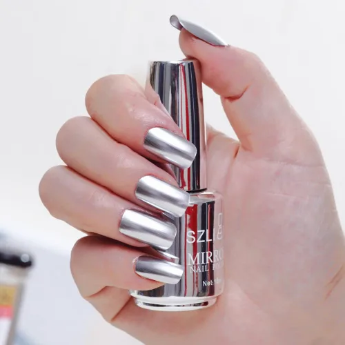 Miniatura 16 de Esmalte de uñas metálico, esmalte de uñas de medio espejo, efecto espejo, de larga duración, hermosa decoración de uñas brillante, secado rápido