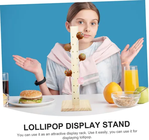 Miniatura 8 de 1 soporte de exhibición de paletas de madera, soporte resistente para postres para fiestas y eventos, práctico estante de presentación de dulces