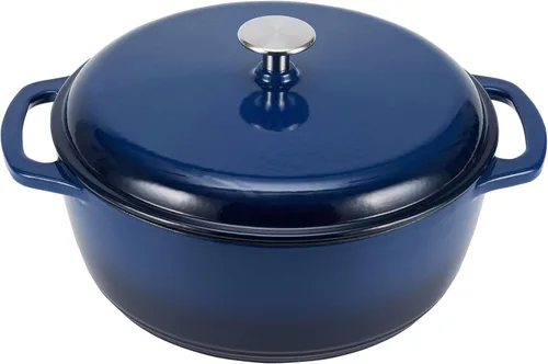Amazon Basics - Olla de horno holandés de hierro fundido con tapa, esmaltada, redonda, con asas dobles, resistente, pequeña, 7.3 cuartos de galón,