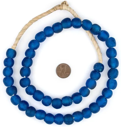 Miniatura 2 de The Bead Chest Cuentas de vidrio africanas recicladas hebra completa de 24" de cuentas de vidrio de comercio justo respetuosas del medio ambiente