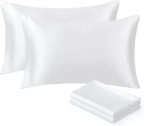 Miniatura 47 de Ersmak Juego de 2 fundas de almohada de satén estándar, ultra suaves y sedosas para cabello y piel, resistentes a las arrugas a la decoloración