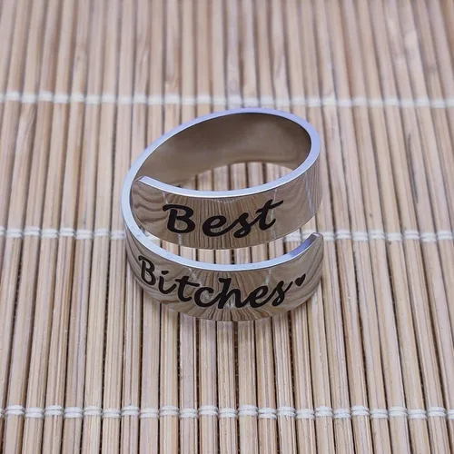 Miniatura 22 de HOFOYA Anillos inspiradores ajustables de acero inoxidable, anillos de grabado, joyería motivacional, graduación, San Valentín, regalos