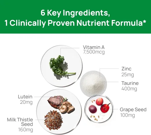 Miniatura 4 de VHC Vitaminas para los ojos con luteína, arándano y zinc, suplementos 10 en 1, resveratrol semilla de uva, quercetina, taurina, cardo mariano
