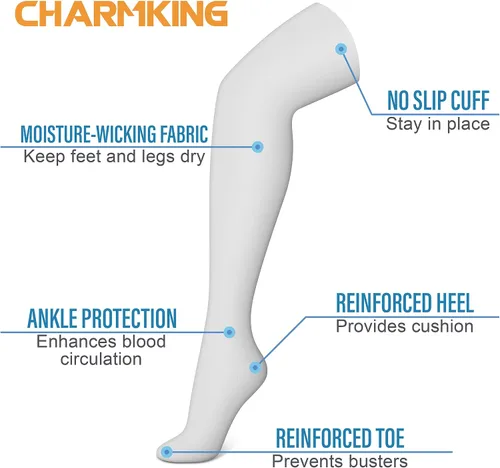 Miniatura 4 de CHARMKING Calcetines de compresión (3 pares) calcetines de compresión hasta la rodilla para mujeres y hombres, medias para correr, ciclismo
