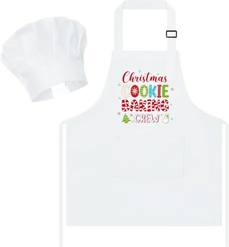Miniatura 42 de R HORSE Juego de delantal y sombrero de chef para niños, 2 piezas, mini parrilla ajustable, delantal de cocina para niños, juego de rol, juguete