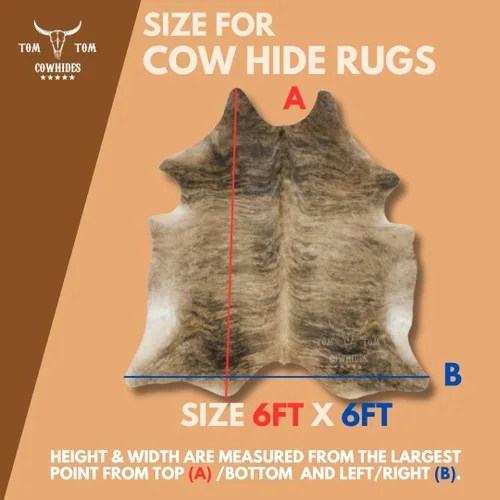 Miniatura 3 de Alfombra de piel de vaca 6x6 Brindle Medium Piel Natural