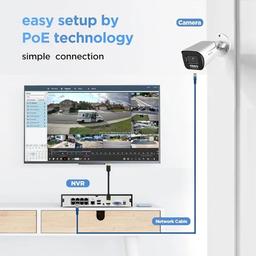 Miniatura 2 de Sistema de seguridad PoE 4K de 8 canales con 2TB HDD 8X 8MP cámaras bala al aire libre AI Detección humana/vehículo, visión nocturna a color, audio