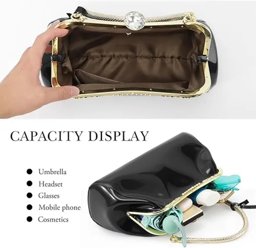 Miniatura 7 de Bolso de mano de charol brillante para mujer, bolso de mano con asa superior, bolso de hombro de noche, bolso de boda, bolso retro