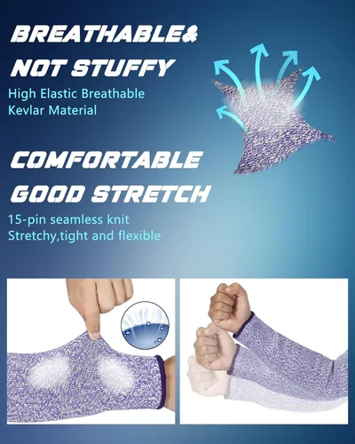 Miniatura 6 de Neer 3 pares de mangas de brazo resistentes a los cortes, protectores de brazo de nivel 5 para soldadura, jardinería, cocina, piel fina, moretones
