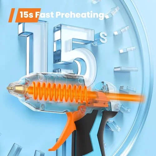 Miniatura 2 de GoGonova - Pistola de pegamento caliente inalámbrica, precalentamiento rápido de 15 Ah, batería incorporada, pistola de pegamento termofusible, Azul
