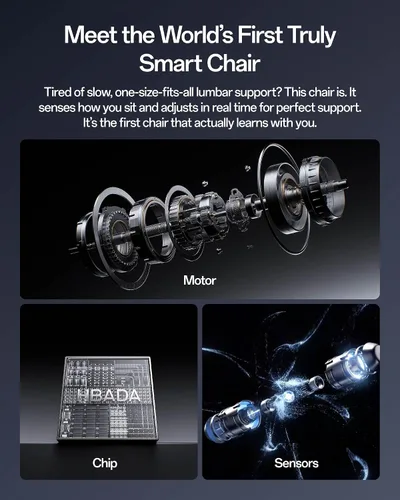 Miniatura 5 de Hbada X7 Silla ergonómica inteligente, silla de oficina ergonómica, seguimiento lumbar totalmente automatizado, reposacabezas ajustable 4D