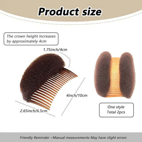 Miniatura 2 de 2 piezas encantadoras inserciones de volumen para el cabello, peine Do Beehive, herramienta para hacer moños, base para el cabello, accesorios