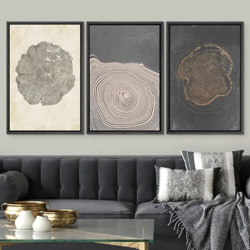 Miniatura 279 de SIGNWIN Lienzo enmarcado para pared, arte con pinceladas de flujo neutro en tonos beige abstractos, ilustraciones, arte moderno, decorativo