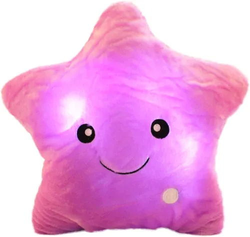 Miniatura 8 de Almohada de felpa con forma de estrella brillante con luz LED, cojines de luz nocturna creativos, juguetes de peluche para regalos para niños, Azul