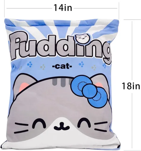Miniatura 5 de REFAHB Bonita almohada de felpa almohada decorativa juguetes de animales de peluche extraíbles regalos creativos para niñas (Gatito-Azul)