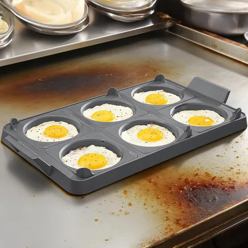 Miniatura 2 de Moldes de silicona para huevos, anillos antiadherentes de 6 agujeros para freír huevos, compatible con utensilios de cocina Blackstone, bandeja