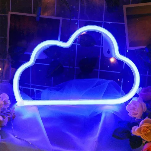 Miniatura 9 de YouOKLight Letrero de nube de neón, luz LED de nube, luces de noche, luces de neón alimentadas por batería o USB, para decoración de pared
