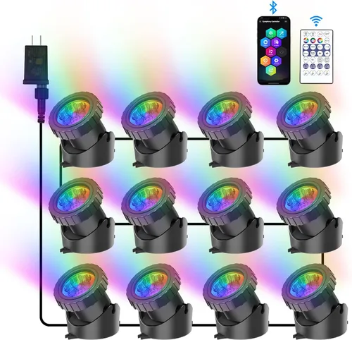 Miniatura 13 de RGB - Luces de estanque sumergibles bajo el agua, luces de fuente sumergibles LED súper brillantes, focos de paisaje de colores, control