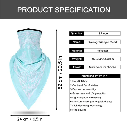 Miniatura 2 de Pañuelos para la cabeza, secado rápido, protección UV, resistente al viento, multifuncional, estampado de cachemira