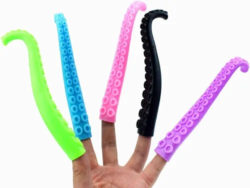 Miniatura 5 de 10 marionetas de dedo de tentáculo de pulpo, colores surtidos