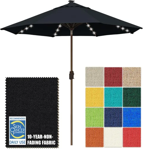 Miniatura 10 de EliteShade - Sombrilla solar de 9 pies / 2.74 metros, con 80 luces LED para patio, mesa al aire libre, con ventilación y cubierta que no se decolora