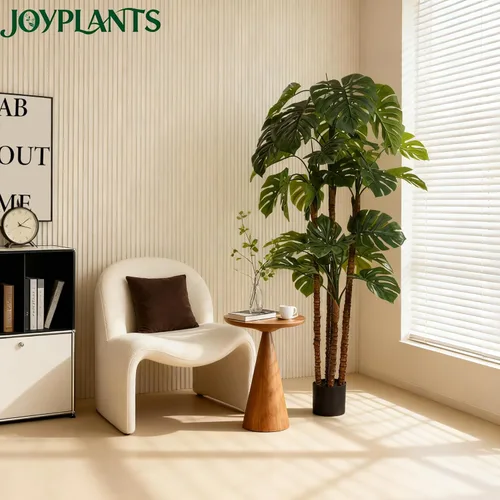 Miniatura 5 de Monstera artificial de 5 pies, plantas de queso suizo falso tropical con corteza y maceta negra para interiores y exteriores, oficina, sala