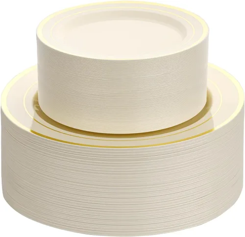 Miniatura 21 de Goodluck 120 platos de plástico plateados, platos plateados desechables resistentes con 60 platos de cena de 10.25 pulgadas y 60 platos de postre