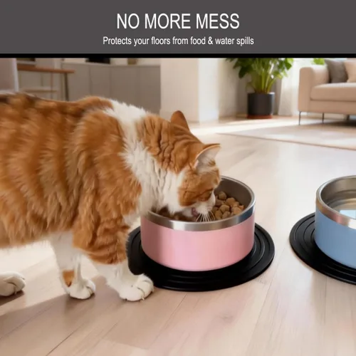 Miniatura 2 de Paquete de 2 tapetes de silicona para comida para gatos, tapetes antideslizantes para alimentos y agua, tapete de alimentación para gatos