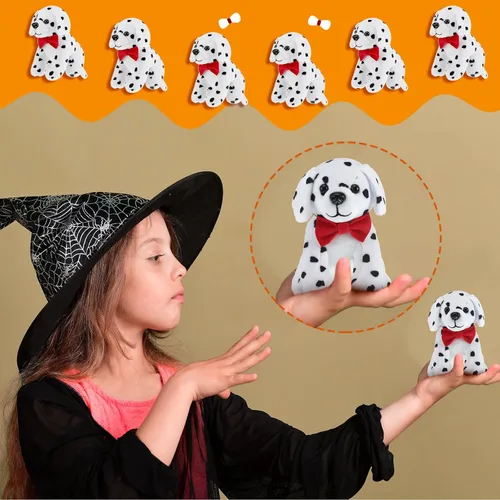 Miniatura 5 de Jiuguva 6 juguetes de peluche para perros dálmatas, perros manchados, realistas, suaves, dálmatas, recuerdos de fiesta para Halloween, carnaval