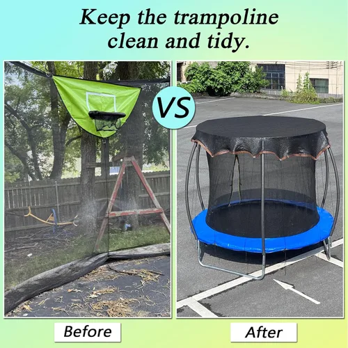 Miniatura 5 de Funda de sombra para cama elástica redonda de 10 pies, cubierta redonda para cama elástica al aire libre para protección solar y bloqueo de hojas