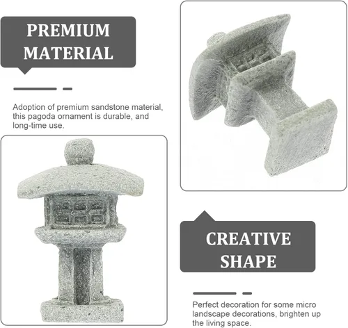 Miniatura 6 de Yardwe Juego de 4 mini estatuas de pagoda japonesas para jardín zen, micro paisaje, decoración interior y exterior, 1.25 x 0.82 x 0.82 pulgadas