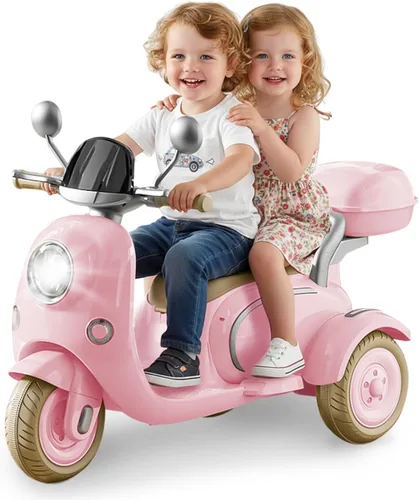 Miniatura 11 de HEIMILI Motocicleta eléctrica para niños, scooter eléctrico para niños de 3 años, juguete para niñas, scooter de 3 ruedas de 12V para montar