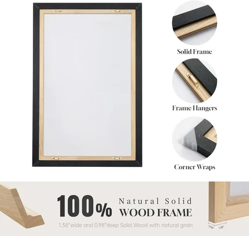 Miniatura 6 de Arte de pared abstracto neutro con marco grande para sala de estar, 3 piezas, impresiones modernas en lienzo para paredes, cuadros negros y beige