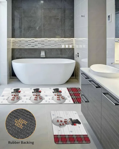 Miniatura 5 de Tapete de baño de Navidad para bañera, antideslizante, de secado rápido y absorbente, tierra de diatomeas, fregadero, dormitorio, cocina, lavable